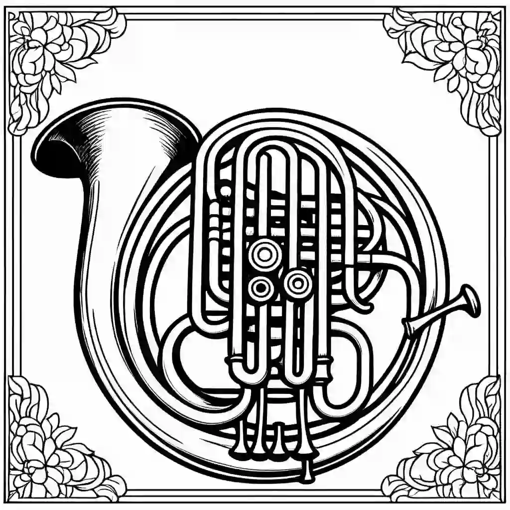 French Horn coloring pages